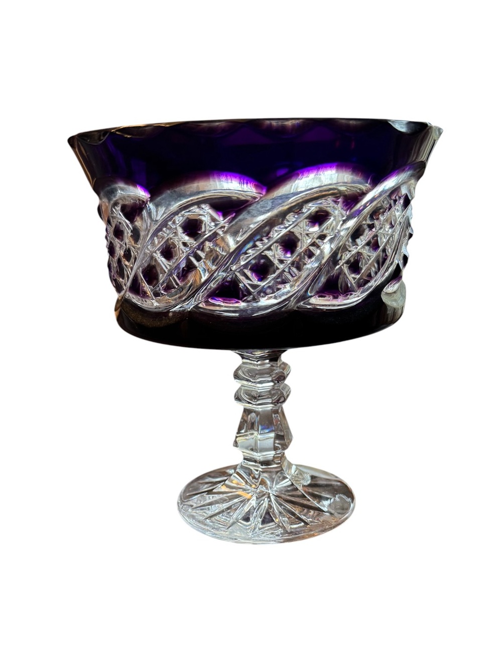 Vintage Amethyst Russian Crystal Small Candy Bowl